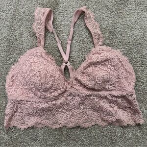 Aerie Bralette Medium FLAWED Pink Layering Keyhole Back